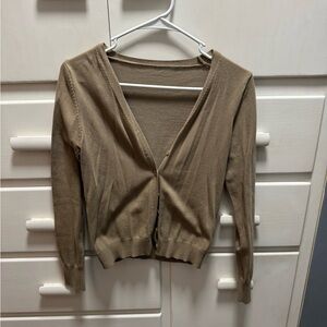 Elegant Tan Button-Up Cardigan